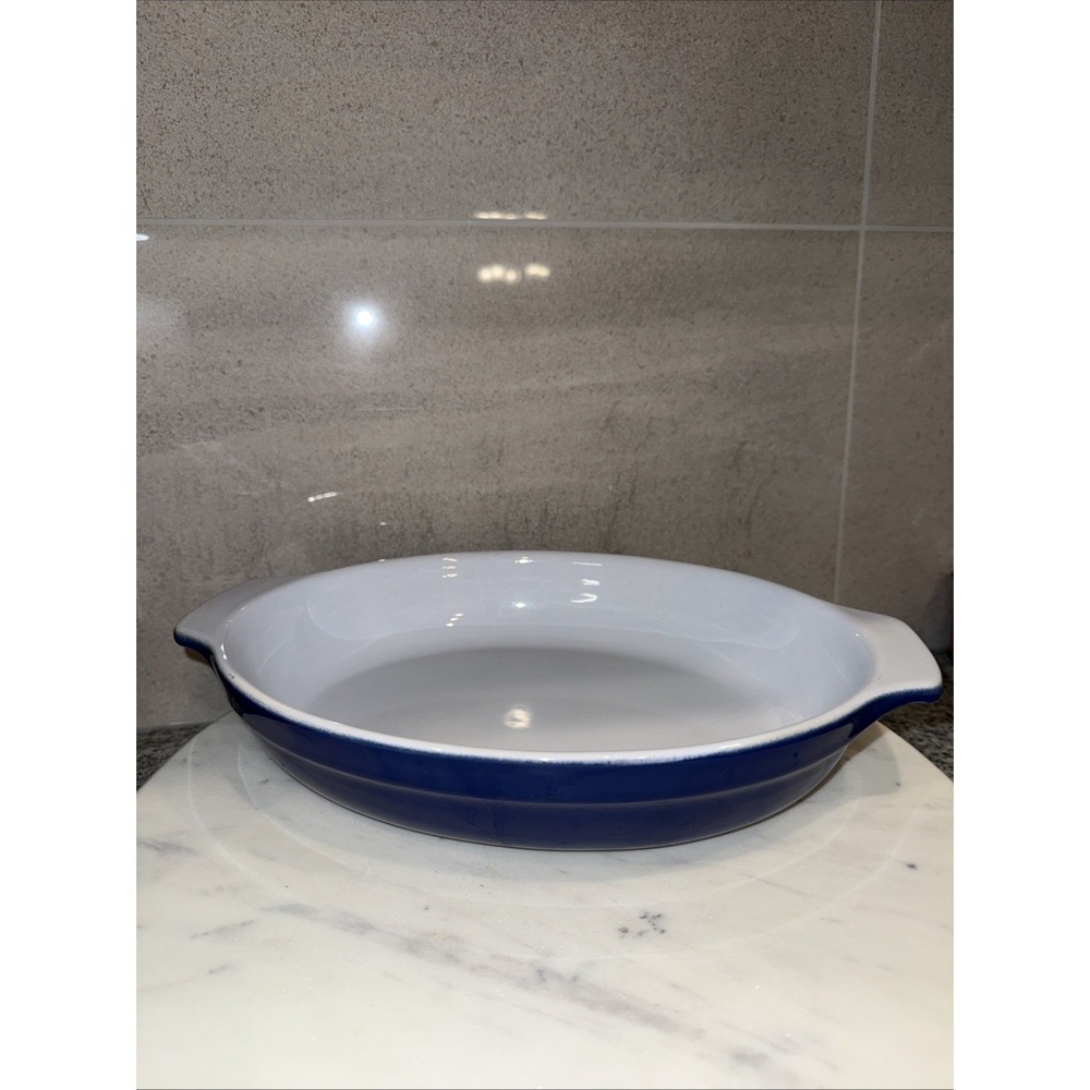 Emile Henry France Azur Blue Oval Augratin Baker 2QT Casserole Dish 305 90.06